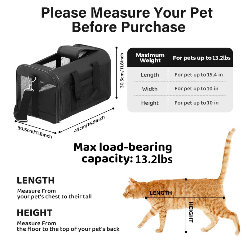 FluffyDream Pet Travel Carrier Soft Sided Portable Bag for Cats, Small Dogs, Kittens or Puppies 17 lbs Max, Collapsible, Durable, Airline Approved, Travel Friendly (Medium) - Image 2